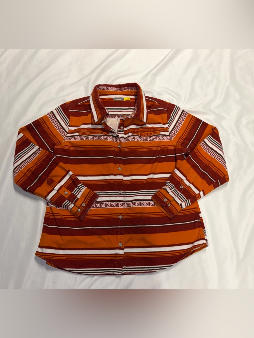 Cabela's Rust, Orange and White Striped Shirt Lot B